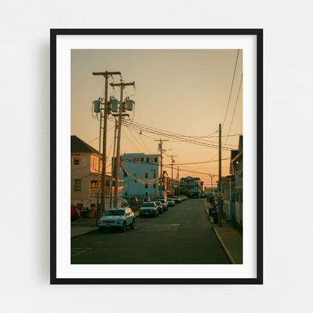 Hampton Beach at Sunset - Hampton New Hampshire Photography Black Framed Wall Art Print 16 x 20 inches