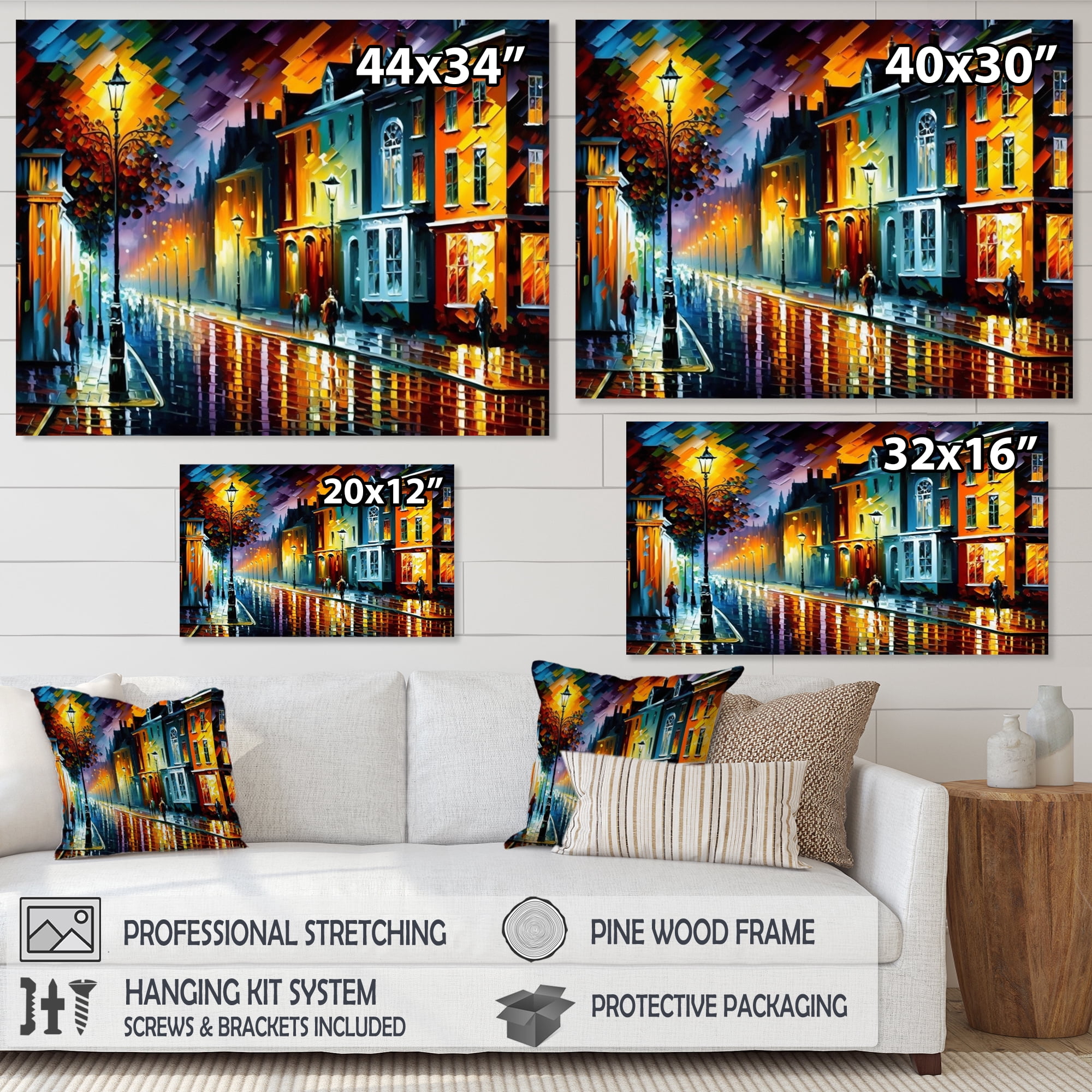 Designart Colorful City Vibrant Radiant II Canvas Wall Art