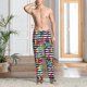thumbnail image 2 of Fotbe Trendy Colorful Pineapples 1 Pantalones de Pijama para Hombre, Pantalones de Dormir, Pantalones de Casa con Cintura Ajustable y Bolsillos-XX-Large, 2 of 6
