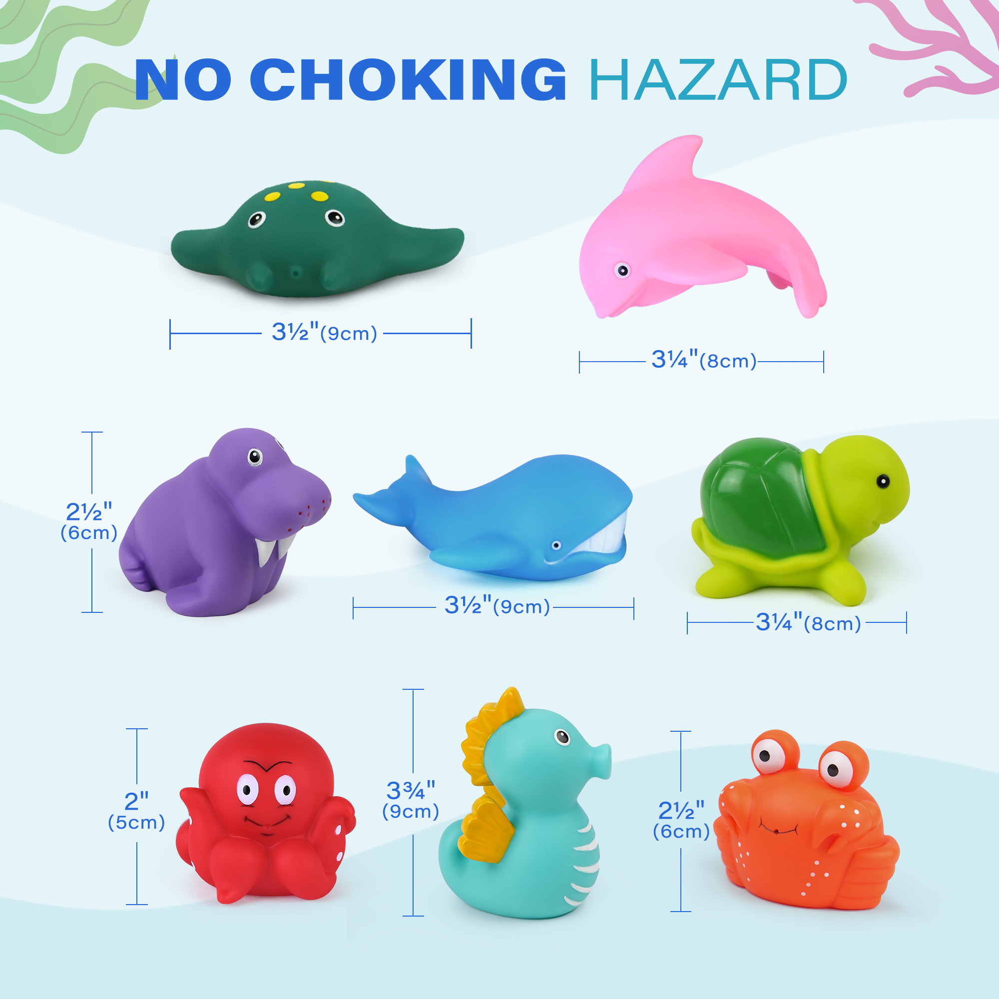 LotFancy No-Hole Bath Toys, 8-Piece Sea Animals photo 5