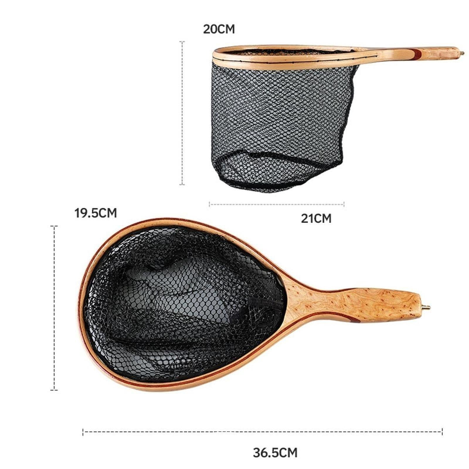 MAGIDEAL Fishing Landing Net Fish Catching Net Gift Portable Adults Supplies Wood Handle Fishing Mesh Net for Outdoor Kayak Freshwater