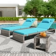 thumbnail image 4 of Danrelax Ensemble de Chaises Longues (Ensemble de 2), Mobilier de Patio Extérieur Moderne avec Dossier Réglable et Table d'Appoint, Osier PE Durable, Coussins Résistants aux Intempéries, Bleu, 4 of 10