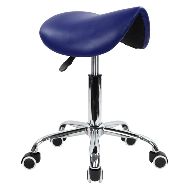 Taburete rodante KKTONER, giratorio y ajustable con ruedas, color azul
