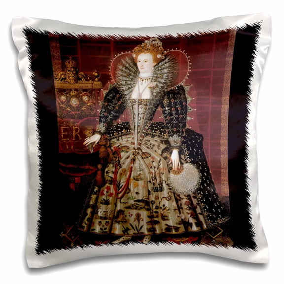 3dRose, Elizabeth I of England c. 1592 by Nicholas Hillard Studio, 16x16 inch Pillow Case