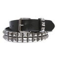 thumbnail image 2 of 1 1/2" Snap On Two Row Punk Rock Star Silver Studded Solid Leather Belt, 2 of 6