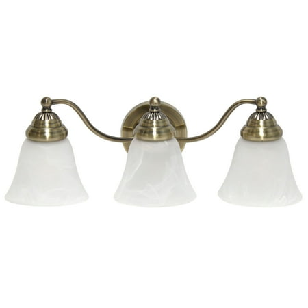 19.25" Classic 3 Light Winding Metal And Frosted Marble White Bell Shape Glass Shades Wall Mounted Vanity Fixture