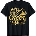 thumbnail image 2 of 100% Cotton Cheer Leader Era Youth Cheerleader Cheerleading Black Gold T-Shirt, 2 of 5