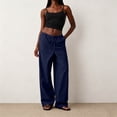 thumbnail image 2 of Sewkxo Women's Wide Leg Beach Pants Elastic Waist Lightweight Casual Palazzo Lounge Trousers with Pockets,Navy M, 2 of 5