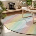 thumbnail image 3 of Round Area Rugs 3.3Ft, Colorful Striped Non-Slip Washable Circle Rugs Carpet, Farmhouse Vertical Striped Burlap Rustic Indoor Outdoor Rug Floor Mats Throw Runner for Bedroom Living Room Bathroom, 3 of 8