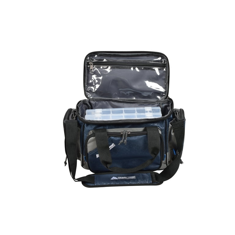 Ozark Trail 360 Pro Soft Sided Fishing Tackle Bag With Tackle Box, Blue 