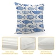 thumbnail image 4 of Nawypu  Blue Pillow Cushion Cover, Fish Sea Animal with Ottoman Ornate Mosaic Hand Drawn Style Marine Artwork, Decorative Square Accent Pillow Case., 4 of 5