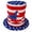Stars & Stripes Top Hat, variant on PMU Memorial Day Patriotic American Flag Bandana Heaband - Red White & Blue Hair Accessory for Women & Men, 4th of July Decoration, Patriotic Accessories for Holidays Veterans & Independence Day