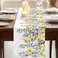 thumbnail image 3 of Yellow Floral Table Runner, Farmhouse Spring Flowers Leaves Washable Cotton Linen Table Runners 36 Inches Long, Dresser Scarf Runner for Nightstand/End Tables/Round Tables 13''x36'' Pastoral, 3 of 9
