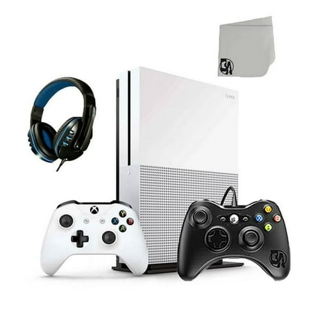 Pre-Owned Microsoft 234-00051 Xbox One S White 1TB Gaming Console 2 Controller Included BOLT AXTION Bundle