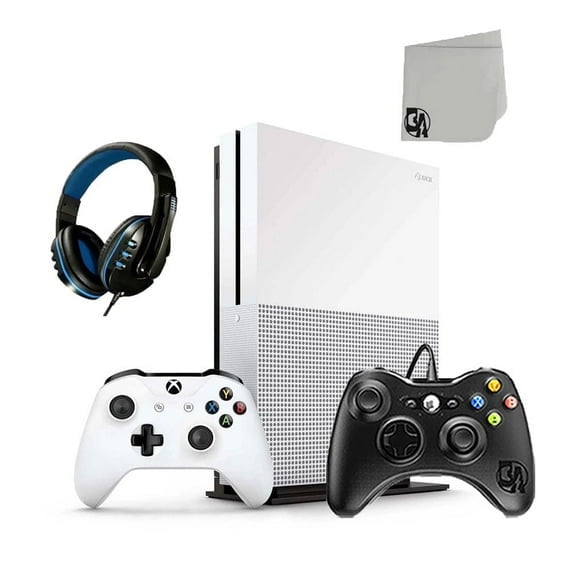 Pre-Owned Microsoft 234-00051 Xbox One S White 1TB Gaming Console 2 Controller Included BOLT AXTION Bundle