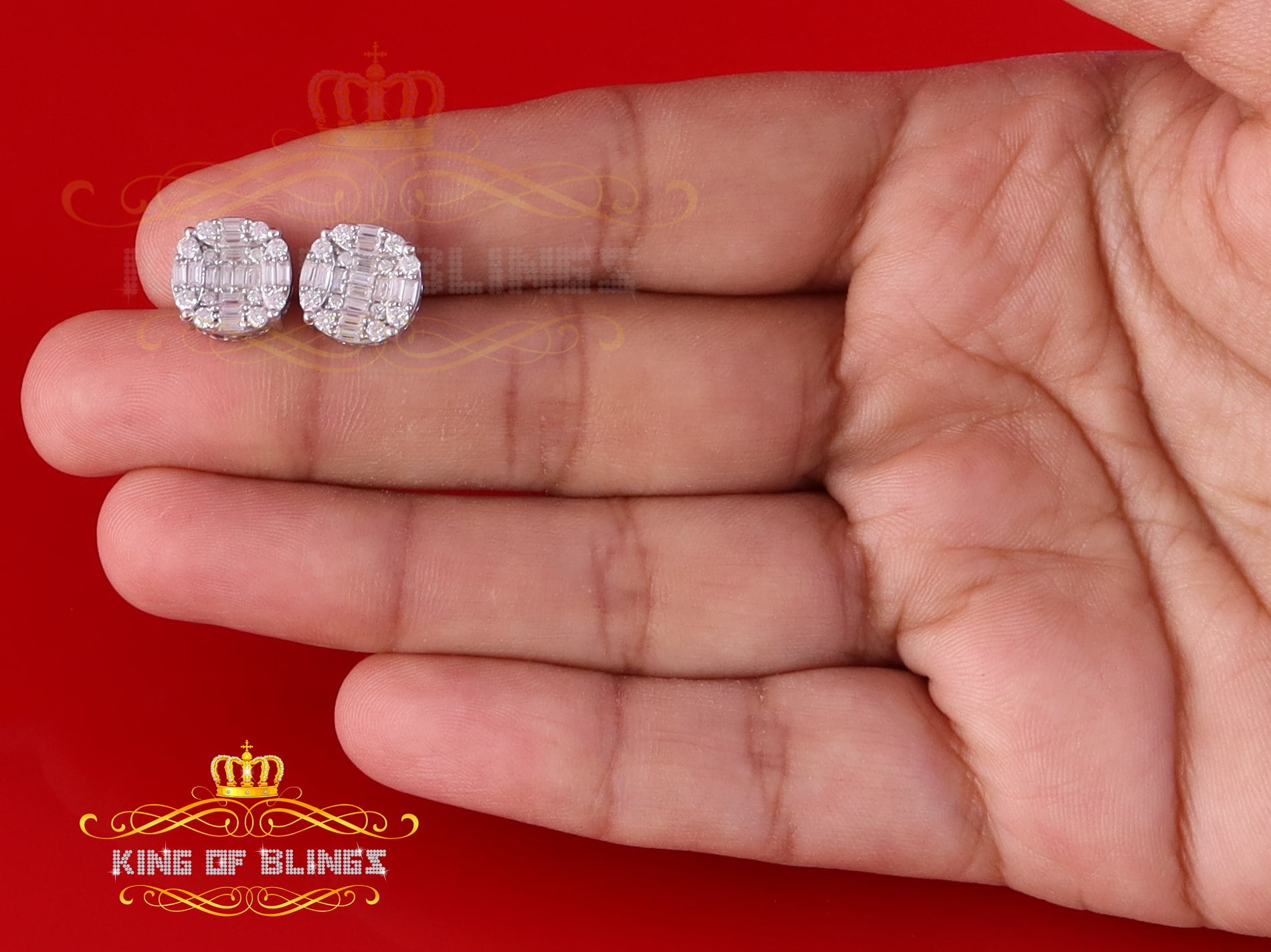 King of Bling's Men's/Womens 925 Silver White 2.00ct VVS 'D' Moissanite Round Stud Earrings
