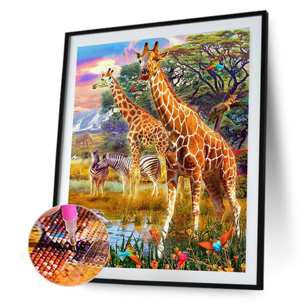 Cuadros Decorativos 5D DIY diamante pintura jirafa cebra completo cuadrado taladro mosaico imagen Kit Sywqhk Nuevos Originales