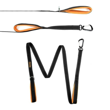 UPC: 0850007686000 | Mighty Paw Two Handle Dog Leash | 6 Nylon Lead with Built-in Traffic Loop for Control. Carabiner Clip and Double Padded Handles for Small Medium and Large Pets. for Pullers and Training (Black)