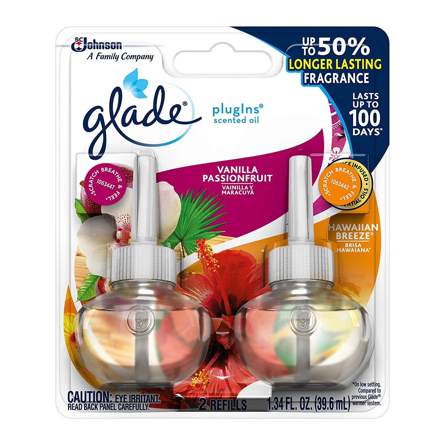 Glade PlugIns Scented Oil Refills, Hawaiian Breeze & Vanilla Passion