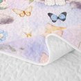thumbnail image 5 of Manfei Cartoon Kitten Quilt King, Watercolor Spring Butterfly Flower King Coverlet Set, Light, 3 Pieces, 1 Bedspread and 2 Pillowcases, 5 of 7