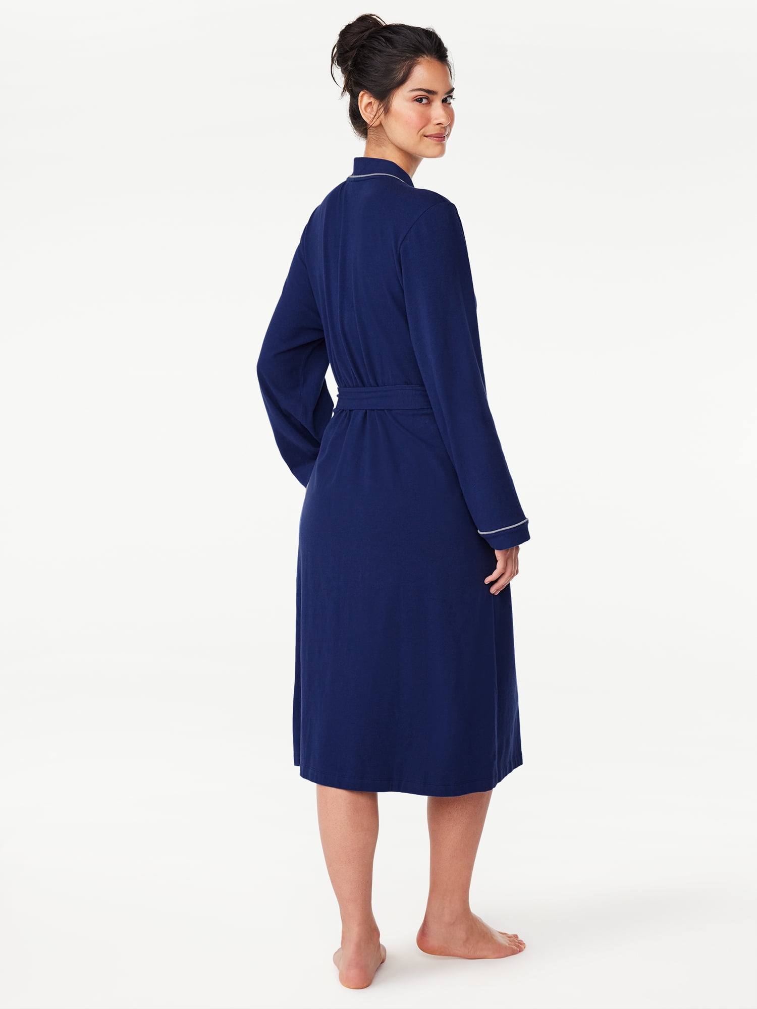 Joyspun Women's Cotton-Blend Wrap Robe with Long Sleeves, Sizes S-3X