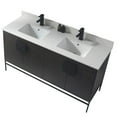 thumbnail image 2 of Fine Fixtures - Modern Black 60" Bathroom Vanity Set, Black Matte Hardware, Phoenix Sintered Stone Top, 2 of 4
