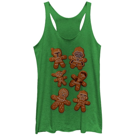 Women's Star Wars Christmas Gingerbread Cookies  Racerback Tank Top Envy Green Small