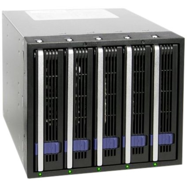 ICY DOCK 5 Hot Swap SATA 2 HDD in 3 X 5.25 Drive Bay Aluminum Rack W/Swappable Fan Black