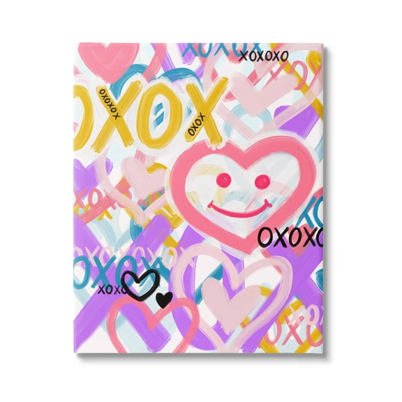 Stupell Industries Xoxo Urban Heart Shapes Abstract Painting Gallery Wrapped Canvas Art Print Wall Art, 16 x 20