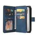 thumbnail image 6 of TECH CIRCLE Wallet Case For iPhone 16 Plus,PU Leather Zipper Handbag Purse Cover Kickstand Flip Folio Women Protective Case with Card Slots Holder Wrist Strap for Apple iPhone 16 Plus,Blue, 6 of 9