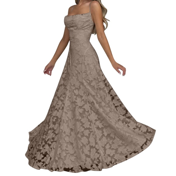 RYRJJ Long Lace Floral Bridesmaid Dresses for Women Elegant Square Neck Backless Prom Dress Maxi A-Line Fomal Evening Party Gowns