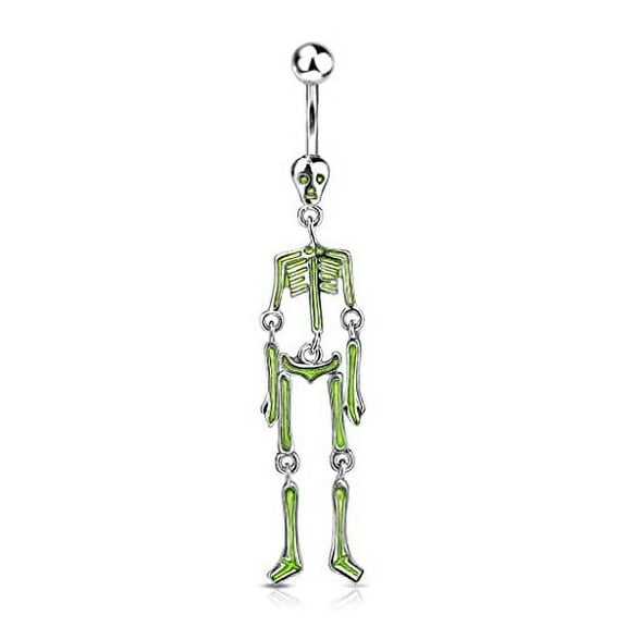 Body Accentz Belly Button Ring Skeleton Dangle Navel Ring Does not Glow