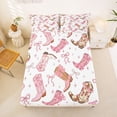 thumbnail image 5 of jejeloiu Pink Cowgirl Boot Bow Full Size Sheets Kids,Cute Western Print Bed Sheets,4-Piece, 5 of 6