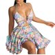 thumbnail image 1 of Vestido de Verano Informal Impreso Plisado Elástico de la Cintura sin Mangas Cuello en V, Poliéster Ligero para las Salidas de Primavera Y Verano, Vestido de Rodilla Fluido, 1 of 2