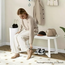 Auranook 42" Modern Entryway Bench Set of 2 w/ Rubber Wood Legs Smooth Seating Area