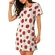 thumbnail image 2 of Easygdp Abstract Red Polka Dot Camisón de manga corta para mujer, informal, estampado, 2 of 6