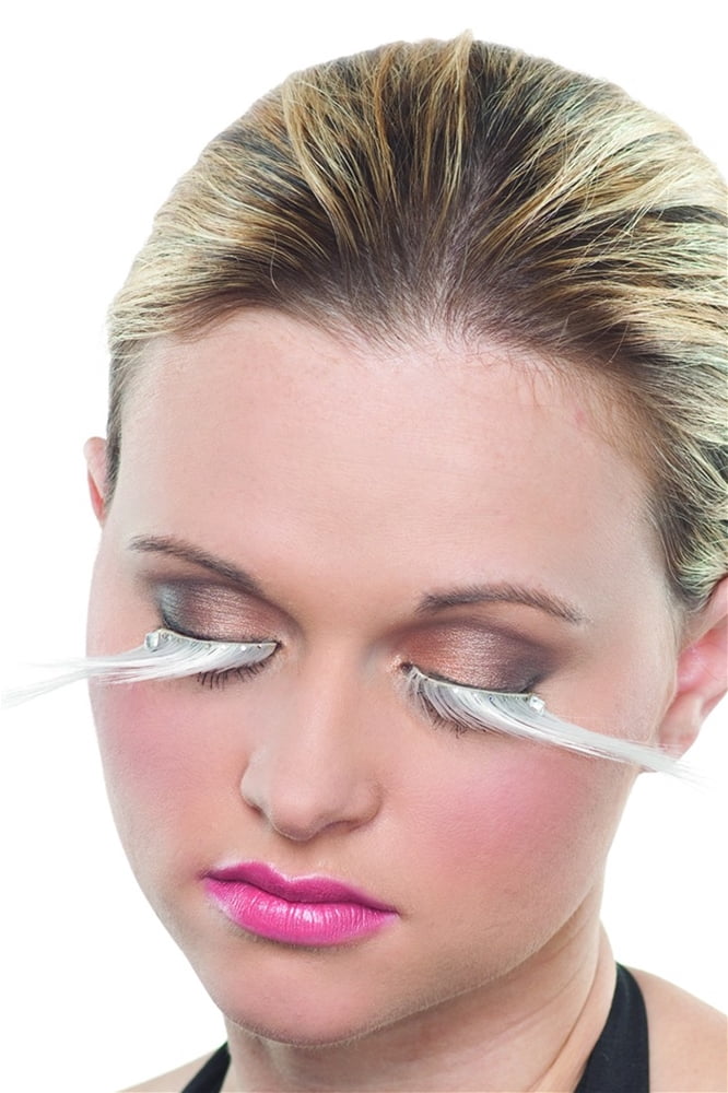 Long White Eyelashes with Rhinestones