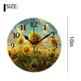 thumbnail image 2 of 10 Inch Wall Clock Battery Operated Silent Clock Decorative for Office, Kitchen, Outdoor, Living Room，Watercolor Autumn Sunflower Green Twigs Floral Branch Delicate, 2 of 4