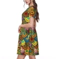 thumbnail image 2 of Easygdp Colorful Circle para Vestido Transpirable de Mujer, Vestido Suelto de Manga Corta con Pliegues y Bolsillos para el Verano, 2 of 6
