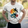 thumbnail image 2 of NAMTYQX Polyester Shirts for Men Baggy Short Sleeve Comfort Lightweight Patterns Elastic Boho Oversized Casual Round Neck Men's T-Shirts White Size XL, 2 of 5