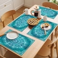 thumbnail image 5 of Boho Turquoise Flowers Placemats Set of 12 Abstract Vintage Ethnic Floral Place Mats Indoor Wipeable Table Mats Washable Cloth Dining Table Placemats for Kitchen Holiday Party Home Decor 13x19 Inch, 5 of 9