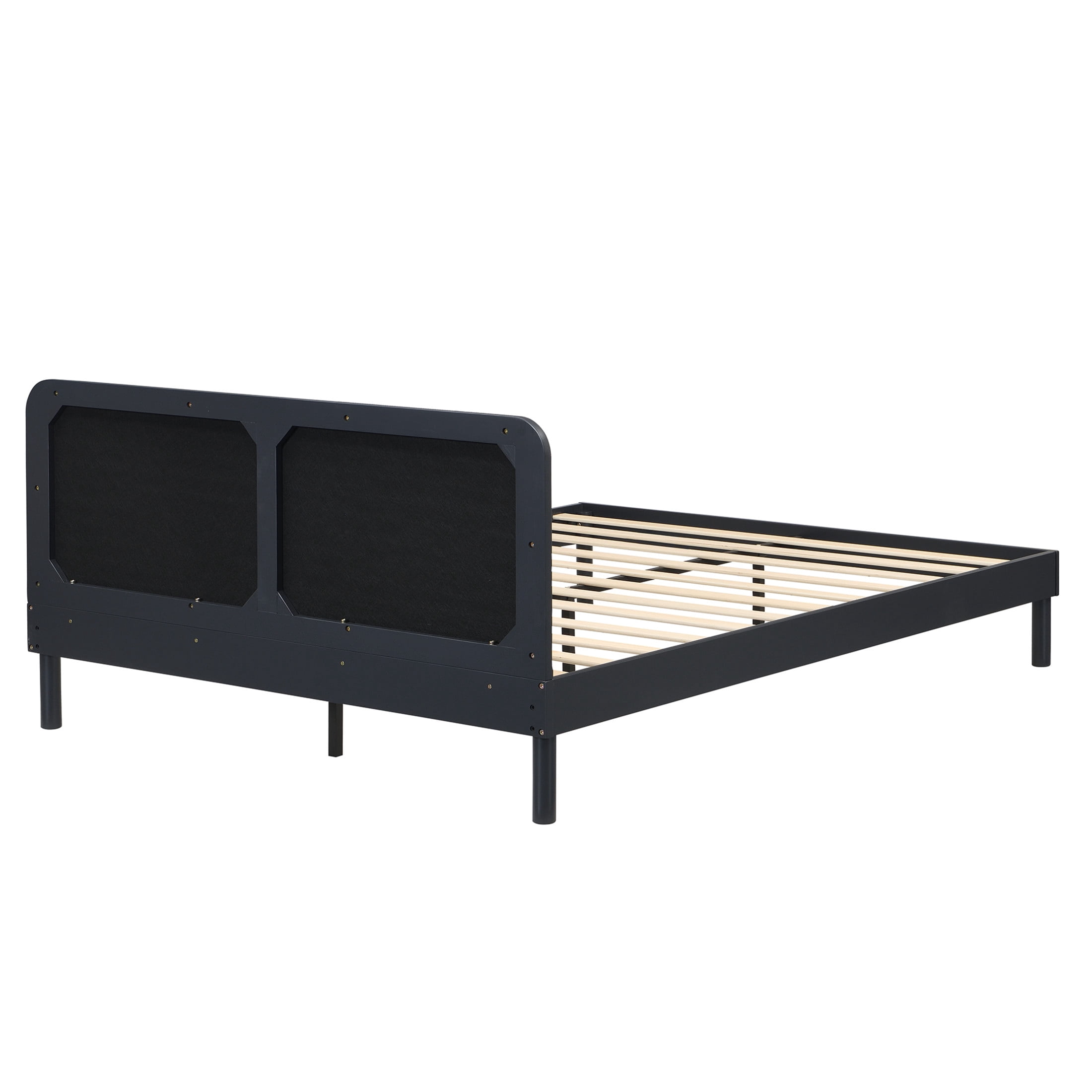 Christopher Knight Home Queen Bamboo Platform Bed Frame with Upholstered Headboard, Black