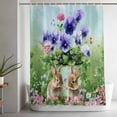 thumbnail image 5 of Spring Easter Shower Curtain Set, Waterproof Shower Curtains for Bathroom, Purple Floral Summer Botanical Ombre Washable Fabric Cloth Bath Curtain for Bathtub Decoration with Hooks 72x78 Inches, 5 of 9