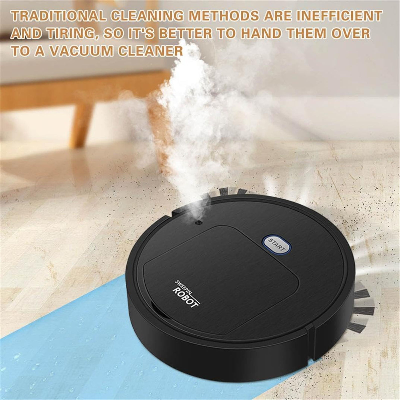 ionze Clearance! Sweeping Robot Robot Vacuum Cleaner Robotic Vacuum Cleaner for Low Carpet Pet Hair Hard Floors Housewares (Black)