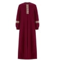 thumbnail image 3 of Linjinx Robe de Danse de Louange pour Filles Abaya à Manches Longues Robe Maxi de Fête Prière Musulmane Islamique Dubaï Robe Décontractée Bourgogne 6, 3 of 7