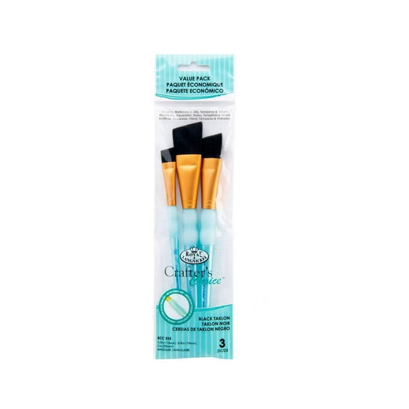 RCC 254 | Crafter's Choice™ 3pc Black Taklon Angular Brush Set