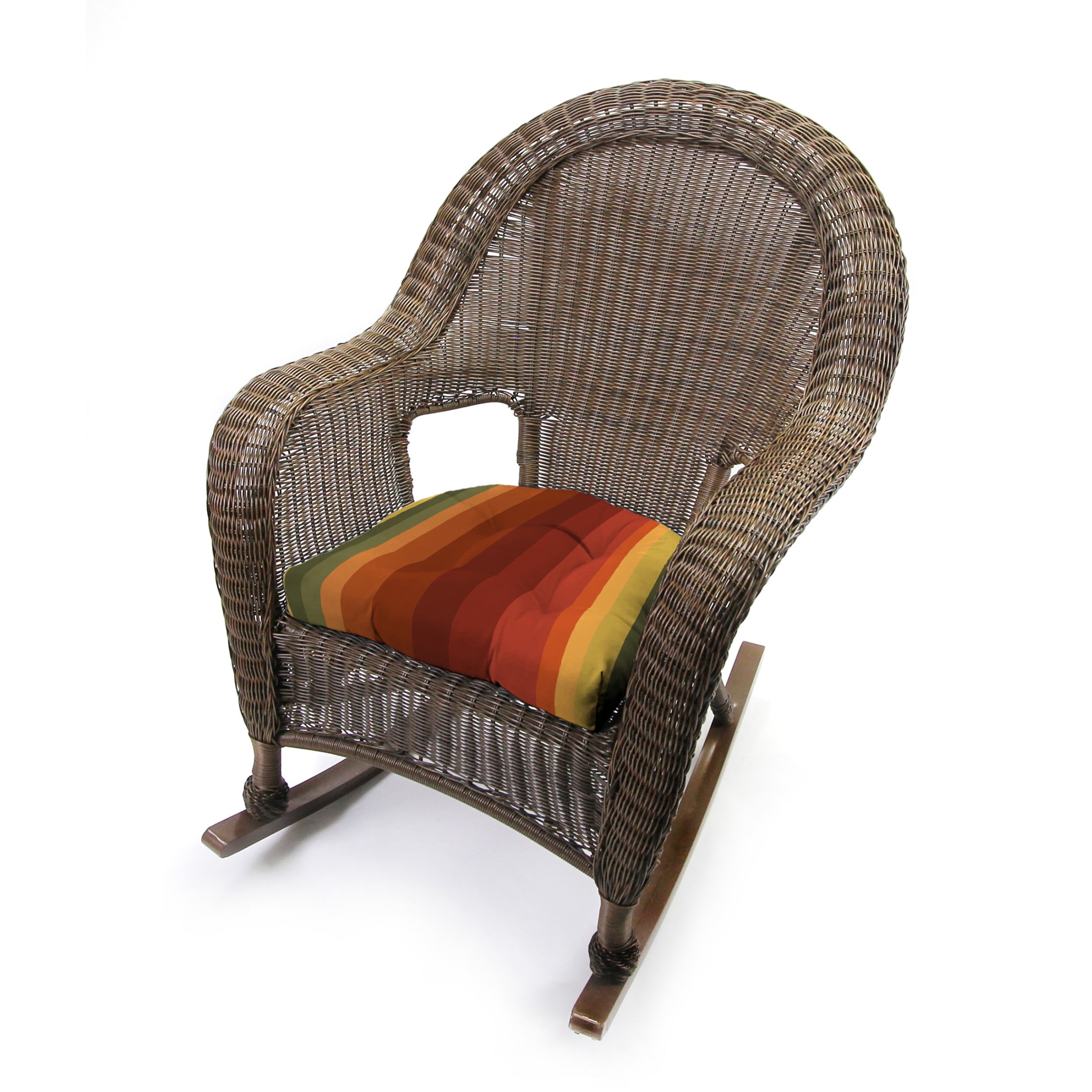 Jordan Manufacturing 3-Piece Islip Cayenne Maroon Stripe Tufted Outdoor Cushion Set with 2 Wicker Seat Cushions and 1 Wicker Bench Cushion