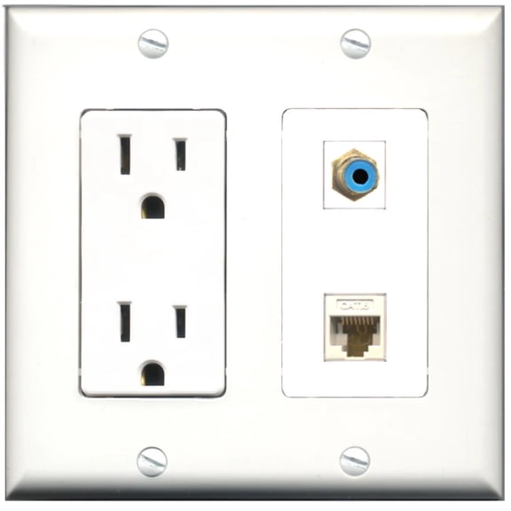 Ultra Spec Cables 15 Amp Power Outlet 1 Port HDMI 1 Port Cat6 Wall Plate