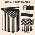 thumbnail image 5 of Women's Fringe Belt, PU Leather Macrame Waist Belt for Beach Outfits，Fashionable belt, new style belt, a must-have for ladies, 5 of 9
