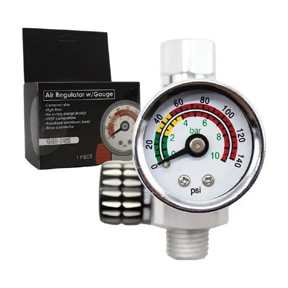HVLP/LVLP Spray Gun Air Regulator with Pressure Gauge and Air Flow Control